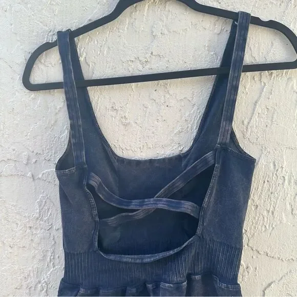 FREE PEOPLE Movement Romper Runsie Women Size M/L Good Karma Gray Yoga Athletic - Picture 7 of 9
